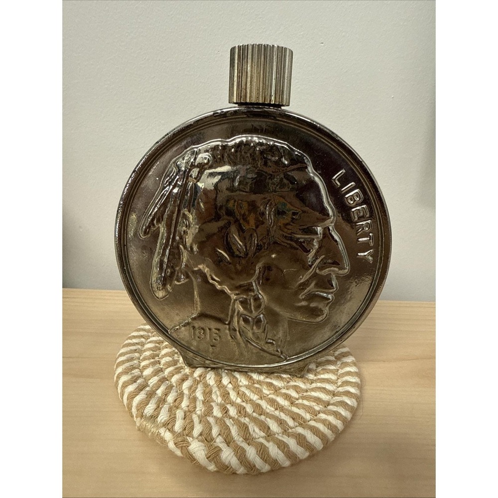 Vintage AVON -Buffalo head Nickel 1/2 Full- Wild Country After Shave Bottle